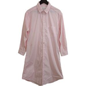 WEAR CISCO Mini Pink & White Striped Cotton Knee Length Shirtdress - M/L